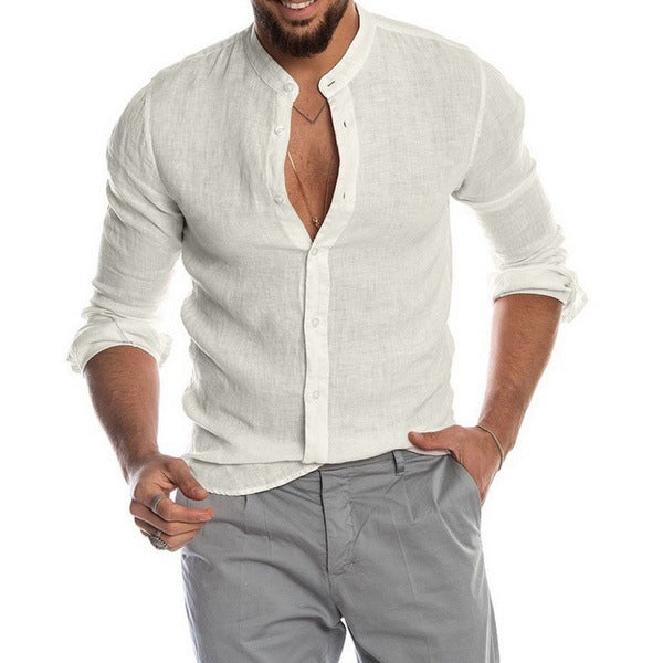 Camicia in Lino Collo Mao Uomo - Estiva Traspirante