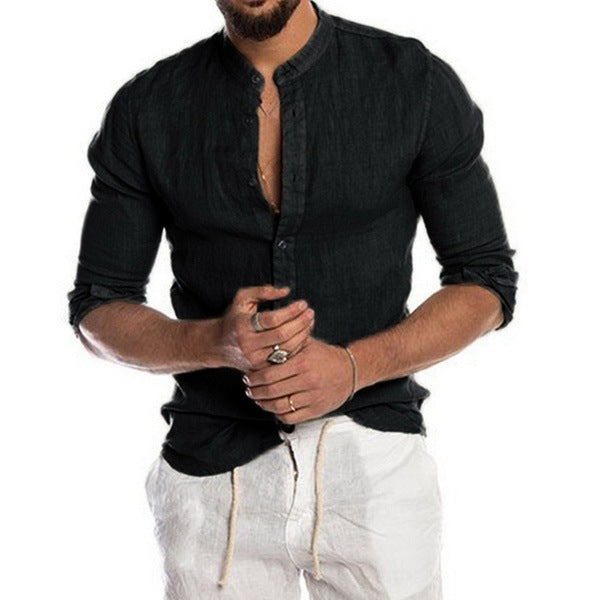 Camicia in Lino Collo Mao Uomo - Estiva Traspirante