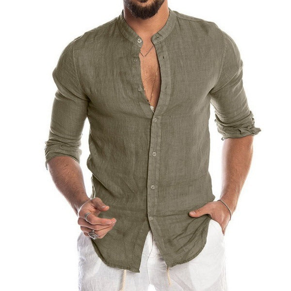 Camicia in Lino Collo Mao Uomo - Estiva Traspirante