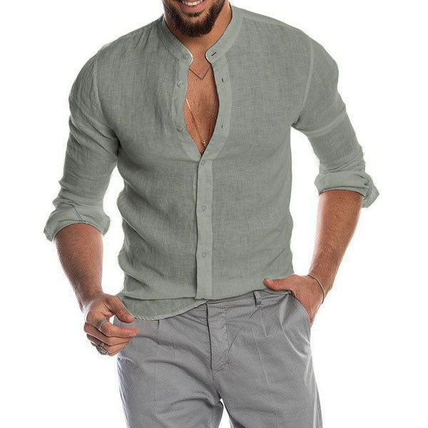 Camicia in Lino Collo Mao Uomo - Estiva Traspirante