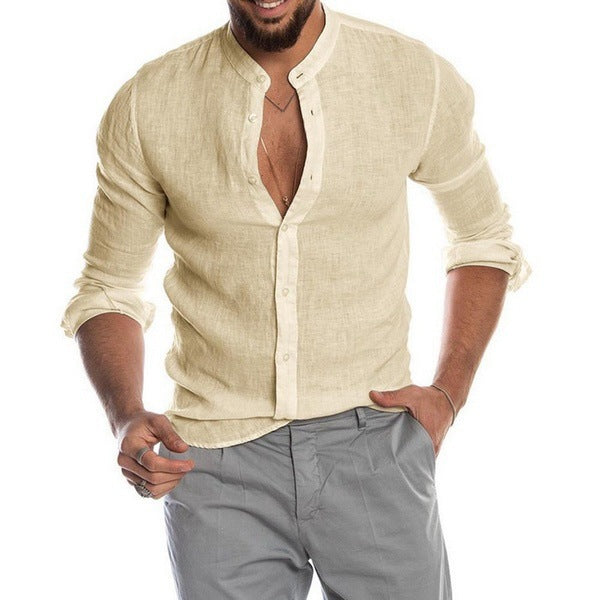 Camicia in Lino Collo Mao Uomo - Estiva Traspirante