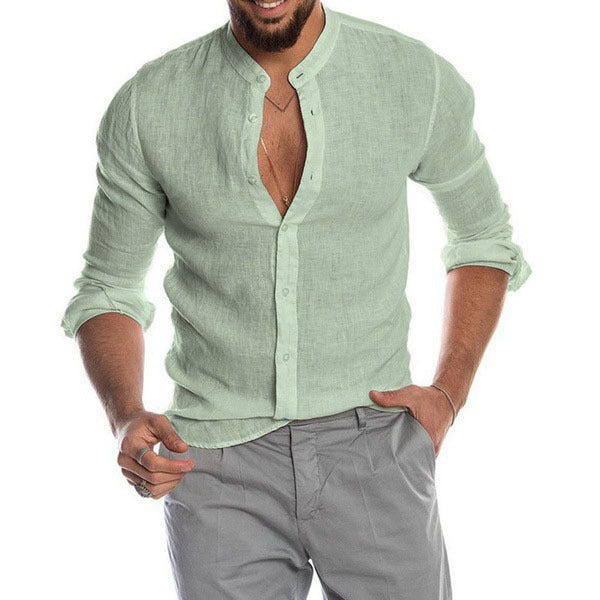 Camicia in Lino Collo Mao Uomo - Estiva Traspirante