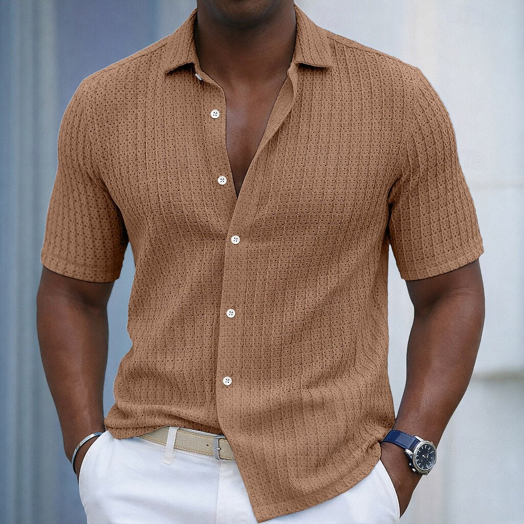 Camicia Uomo Jacquard Texture Rigata