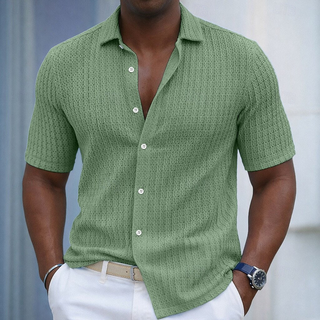 Camicia Uomo Jacquard Texture Rigata